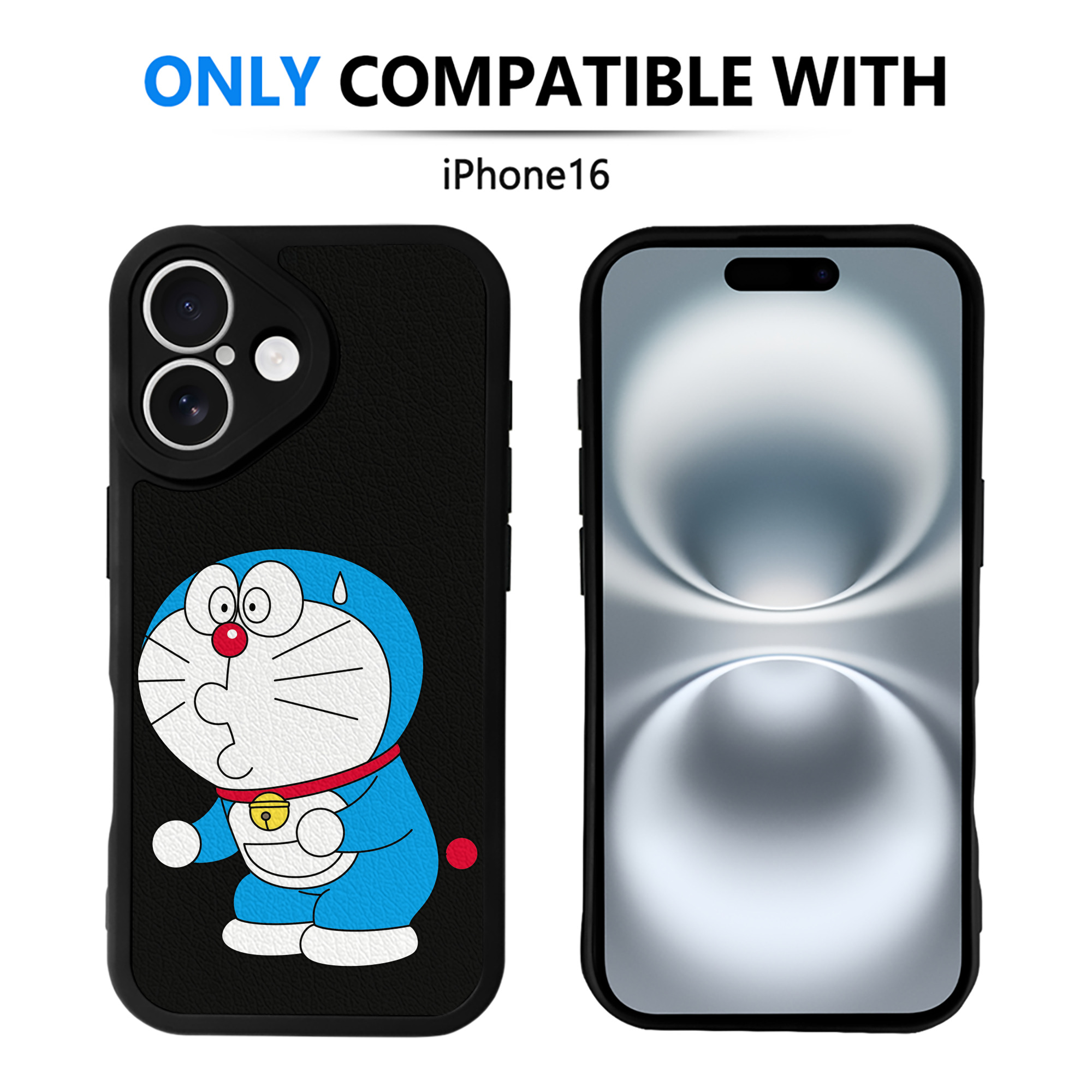 （画像用） ドラえもん Doraemon 【iPhone 16シリーズ対応】シリコンスマホケース（レザー調） 材質：シリコン